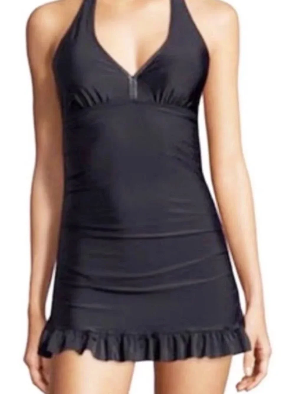 Love Your Assets Spanx Gorgeous Tightening Flattering Swim Dress Black sz M
